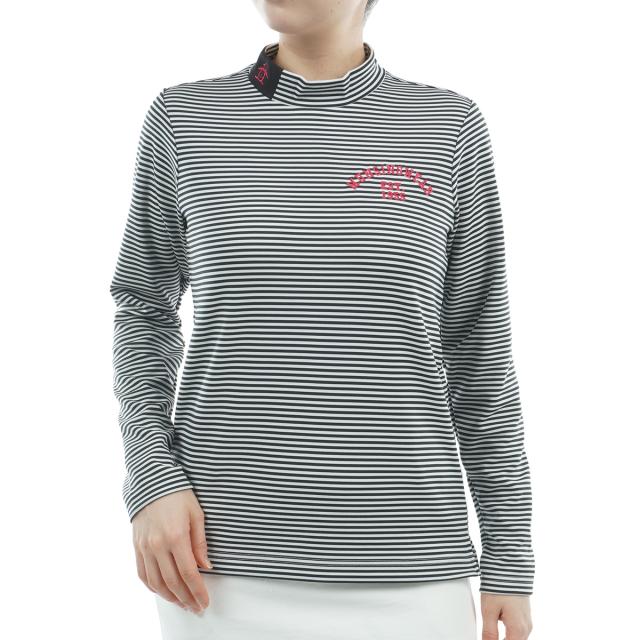 マンシングウェア　Munsingwear　ストレッチ ボーダーモックネック長袖シャツ　レディス