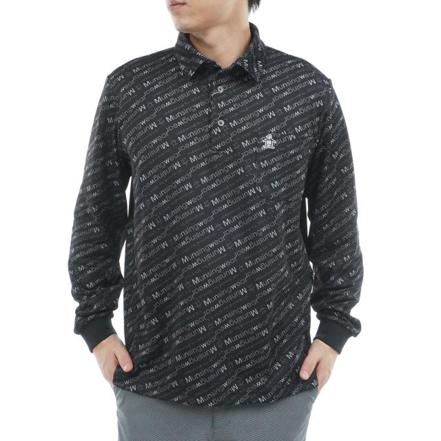 マンシングウェア Munsingwear ストレッチ ロゴ総柄プリント台衿付き