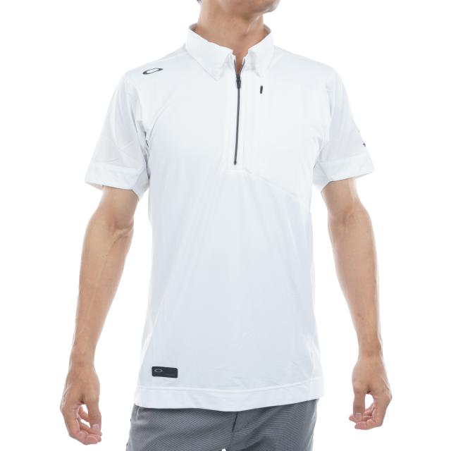 オークリー　OAKLEY　スカル IDEALLYハイブリッド ジップ半袖ポロシャツ