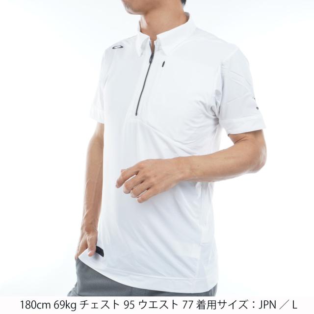 オークリー OAKLEY スカル IDEALLYハイブリッド ジップ半袖ポロシャツ