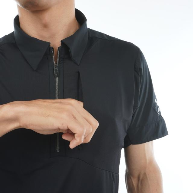 オークリー OAKLEY スカル IDEALLYハイブリッド ジップ半袖ポロシャツ