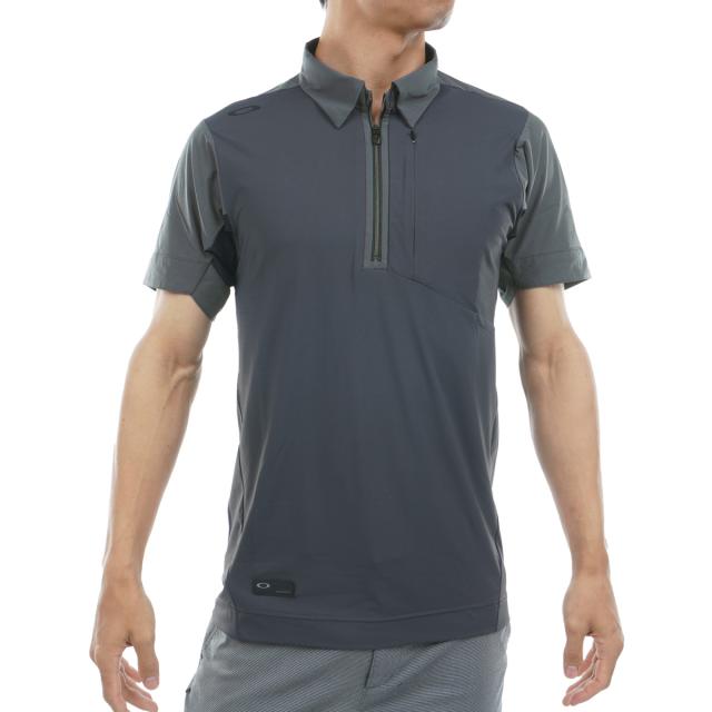 オークリー OAKLEY スカル IDEALLYハイブリッド ジップ半袖ポロシャツ