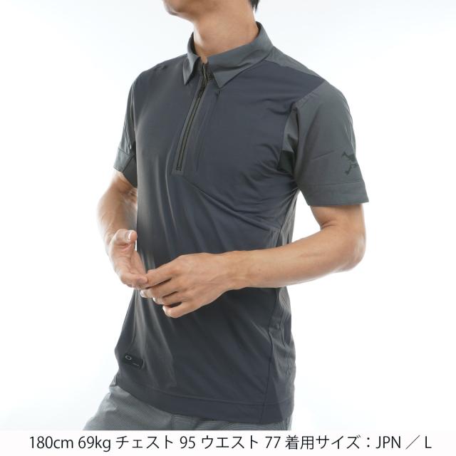 オークリー OAKLEY スカル IDEALLYハイブリッド ジップ半袖ポロシャツ