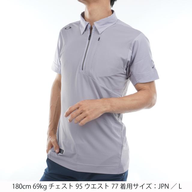 オークリー OAKLEY スカル IDEALLYハイブリッド ジップ半袖ポロシャツ