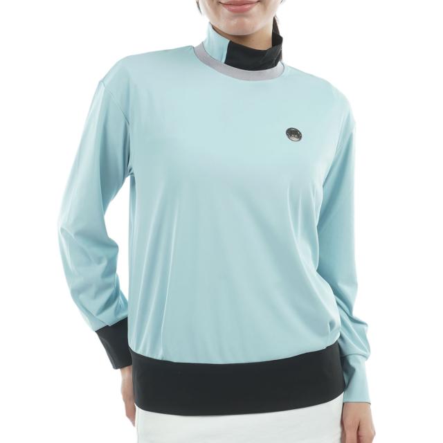 ランバン スポール　LANVIN SPORT　ストレッチ アシンメトリーデザインハイネック長袖シャツ　レディス