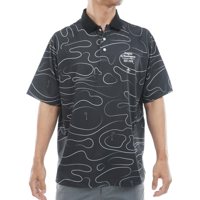 ペンギン バイ マンシングウェア　Penguin by Munsingwear　ゴルフコースプリント ストレッチ ゲーム5分袖ポロシャツ