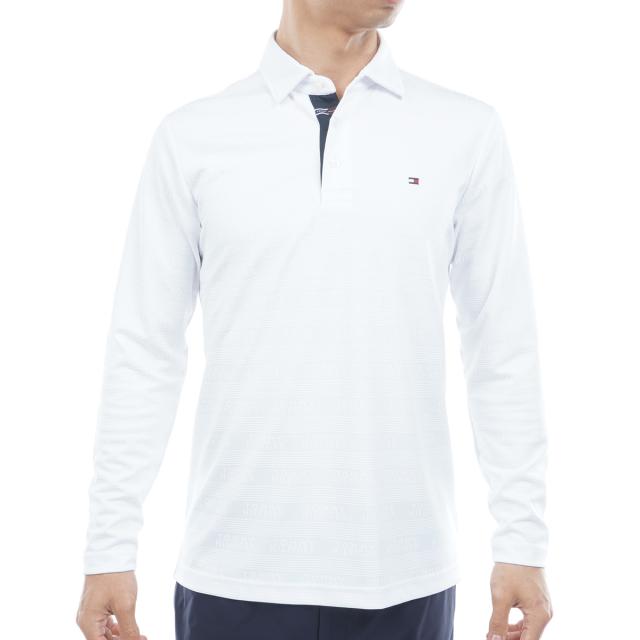 トミー ヒルフィガー ゴルフ　  GOLF　ストレッチ ロゴジャカード 台衿付き長袖ポロシャツ
