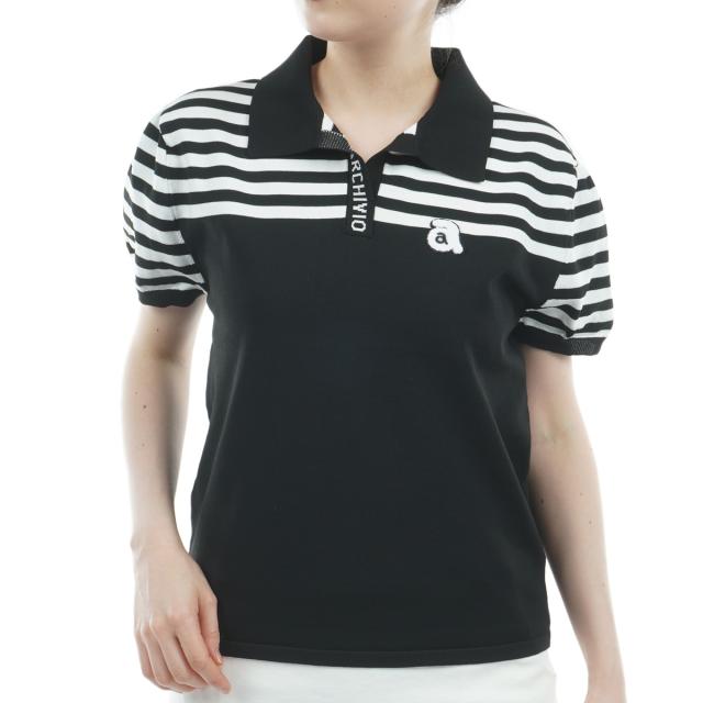 アルチビオ　archivio　ボーダー切替ニット半袖シャツ　レディス