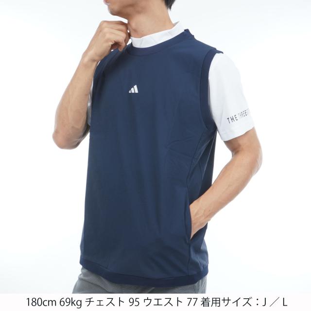 アディダス　Adidas　2in1 ストレッチウーブンベスト付きモックネック半袖シャツ_1