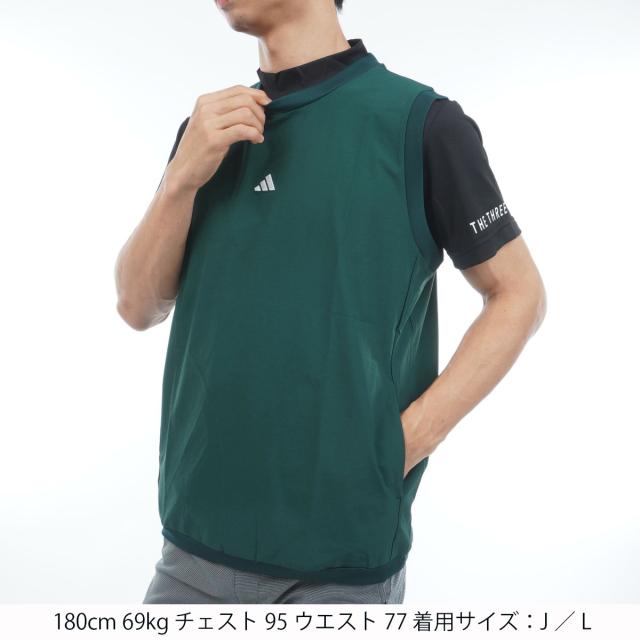 アディダス　Adidas　2in1 ストレッチウーブンベスト付きモックネック半袖シャツ_7