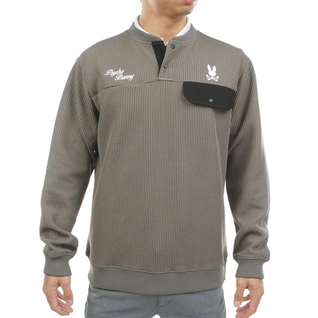 サイコバニー　PSYCHO BUNNY　GOLF モダングラフィック ヘンリーネックニットジャージミドラー