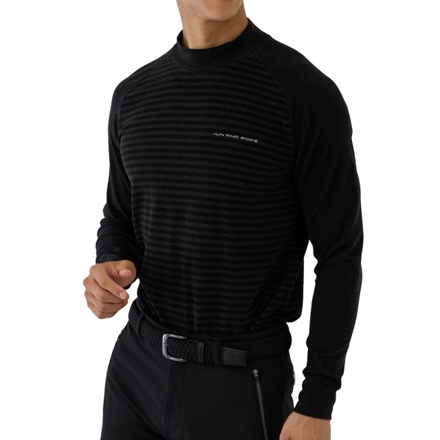 ジュン アンド ロペ　JUN & ROPE　ボーダーミックスハイネック長袖シャツ