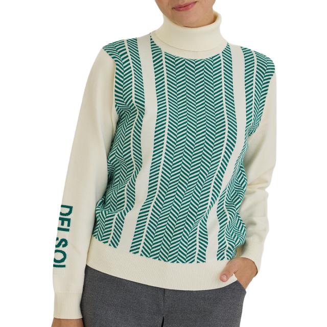 デルソルゴルフ　DELSOL GOLF　ヘリンボーンタートルネックセーター　レディス