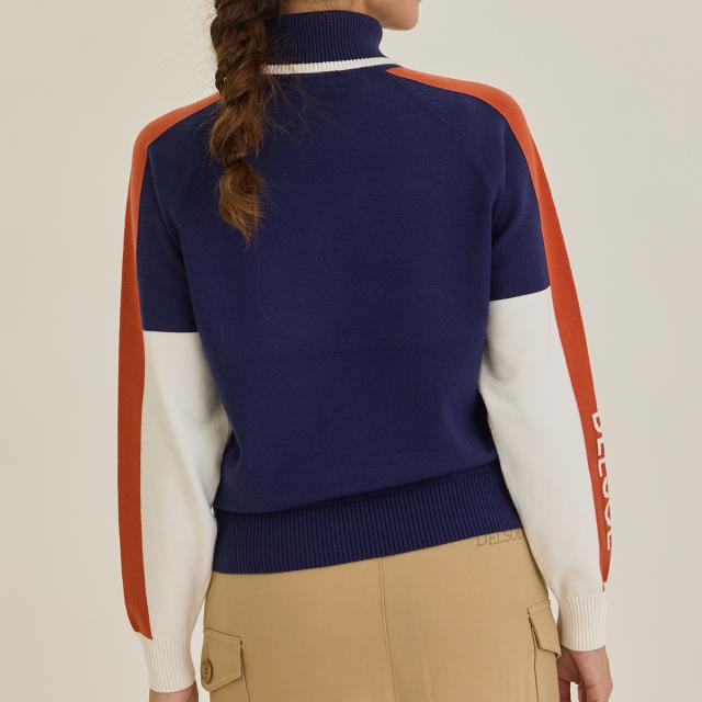 デルソルゴルフ　DELSOL GOLF　配色ライン入りタートルネックセーター　レディス デルソルゴルフ DELSOL GOLF 配色ライン入りタートルネックセーター