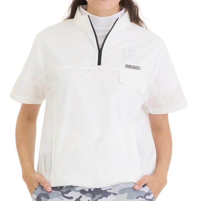 デルソルゴルフ　DELSOL GOLF　スタンドカラー襟 ハーフジップ半袖プルオーバー　レディス