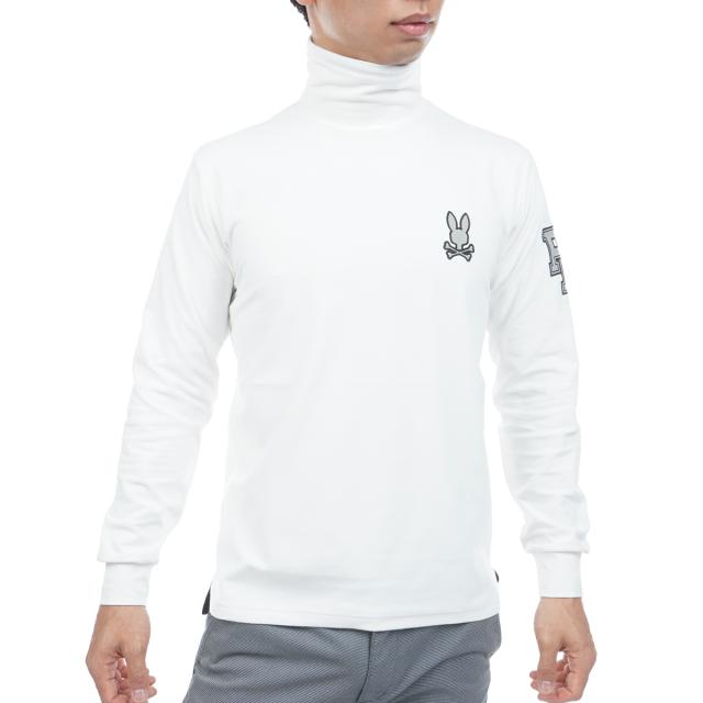 サイコバニー　PSYCHO BUNNY　GOLF アウトラインロゴ ストレッチ 裏起毛ハイネック長袖Tシャツ