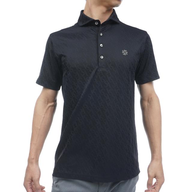 セント・アンドリュース St ANDREWS SAロゴジャカード半袖ポロシャツ 