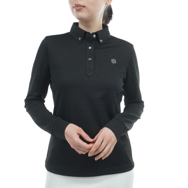 セント・アンドリュース　St ANDREWS　格子ジャカード長袖ポロシャツ　レディス