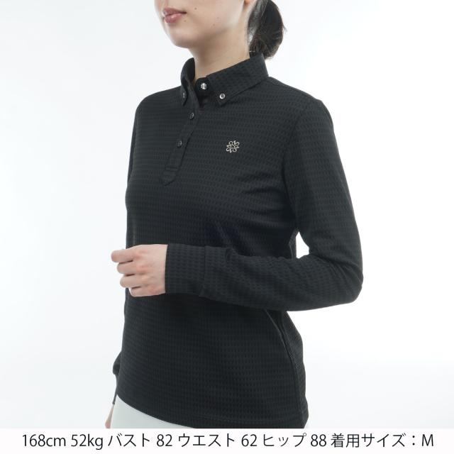 セント・アンドリュース　St ANDREWS　格子ジャカード長袖ポロシャツ　レディス_1