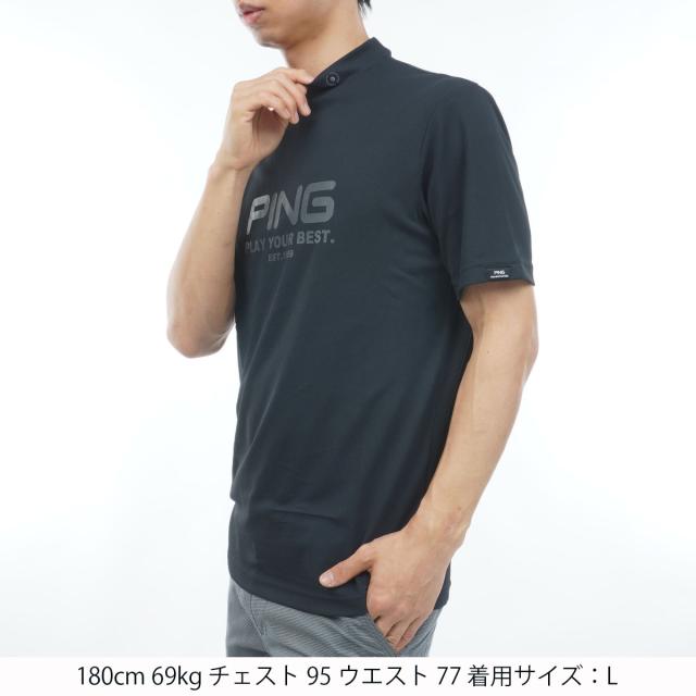 ピン　PING　変形鹿の子ハイネック半袖シャツ_1