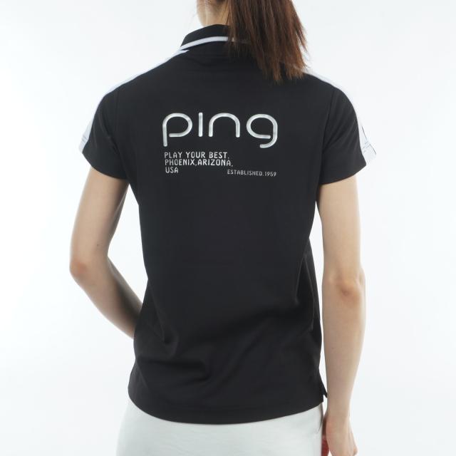 ピン　PING　切替ロゴテープハーフジップ半袖ポロシャツ　レディス_3