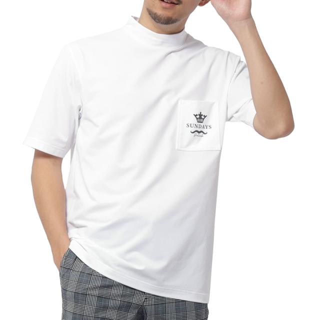 アダバットネイビー　ADABAT NAVY　UVカット 吸水速乾 ポケット付きモックネック半袖Tシャツ