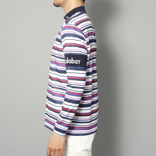 アダバットネイビー　ADABAT NAVY　UVカット 吸水速乾 マルチボーダー モックネック長袖シャツ_2