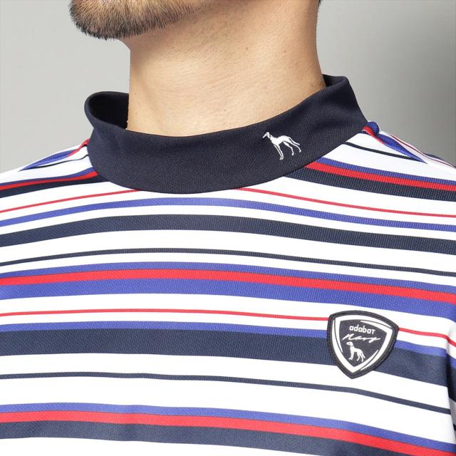 アダバットネイビー　ADABAT NAVY　UVカット 吸水速乾 マルチボーダー モックネック長袖シャツ_3