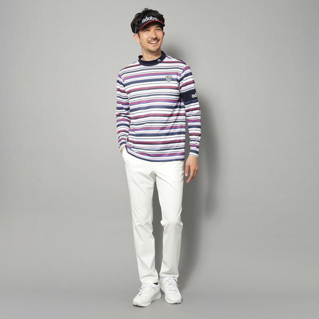 アダバットネイビー　ADABAT NAVY　UVカット 吸水速乾 マルチボーダー モックネック長袖シャツ_9