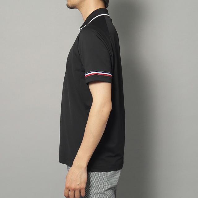 アダバットネイビー　ADABAT NAVY　ストレッチ UVカット 吸水速乾 ドライ鹿の子ライン半袖ポロシャツ_3