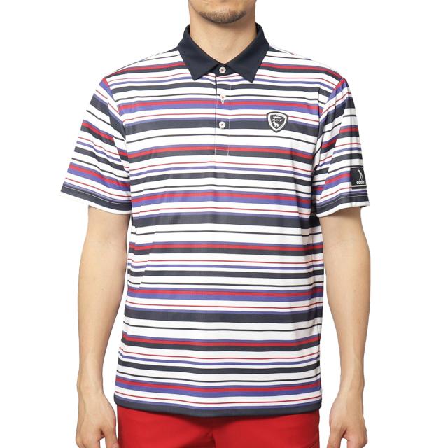 アダバットネイビー　ADABAT NAVY　吸水速乾 接触冷感 クールタッチマルチボーダー半袖ポロシャツ