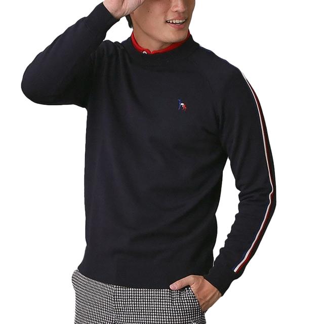 アダバットネイビー　ADABAT NAVY　スリーブラインセミモックネックセーター_9