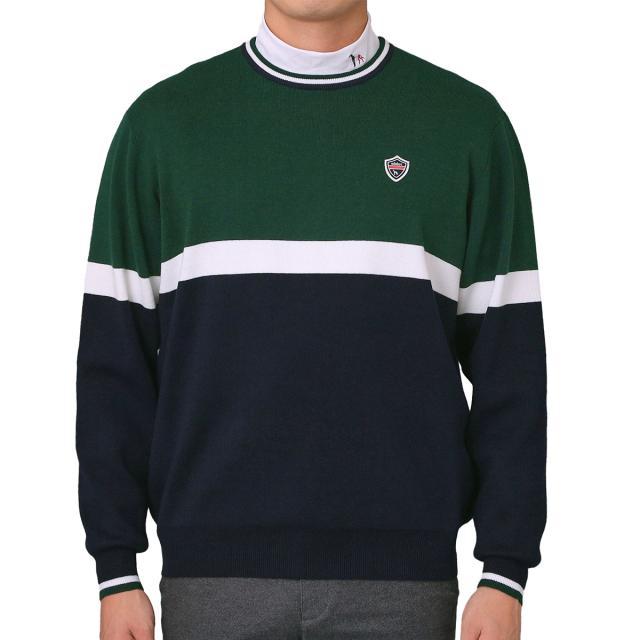 アダバットネイビー　ADABAT NAVY　ストレッチ トリコロールクルーネックセーター