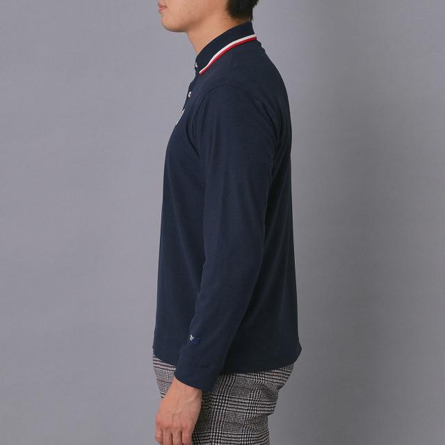 アダバットネイビー　ADABAT NAVY　起毛ストレッチ長袖ポロシャツ_3