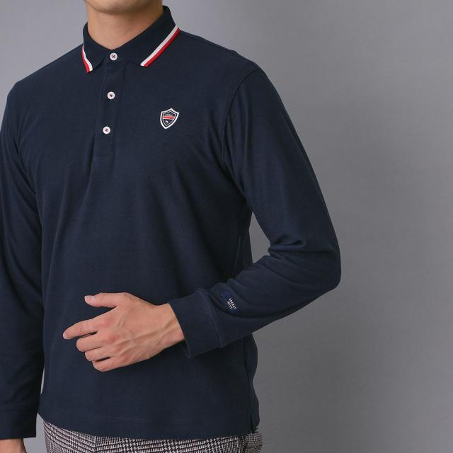 アダバットネイビー　ADABAT NAVY　起毛ストレッチ長袖ポロシャツ_6