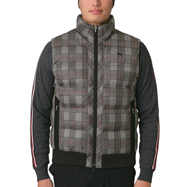 アダバットネイビー　ADABAT NAVY　ストレッチ 撥水グレンチェック中綿ベスト