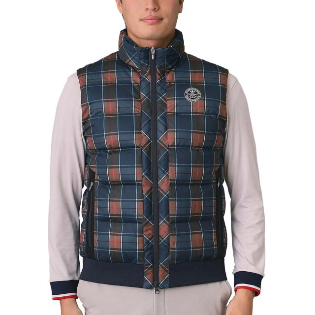 アダバットネイビー　ADABAT NAVY　ストレッチ 撥水 タータンチェック中綿ベスト