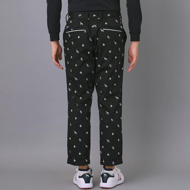 アダバットネイビー　ADABAT NAVY　ストレッチ エンブロイダリーモノグラムクロップドパンツ_1