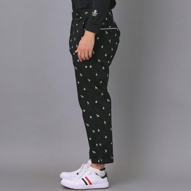 アダバットネイビー　ADABAT NAVY　ストレッチ エンブロイダリーモノグラムクロップドパンツ_2