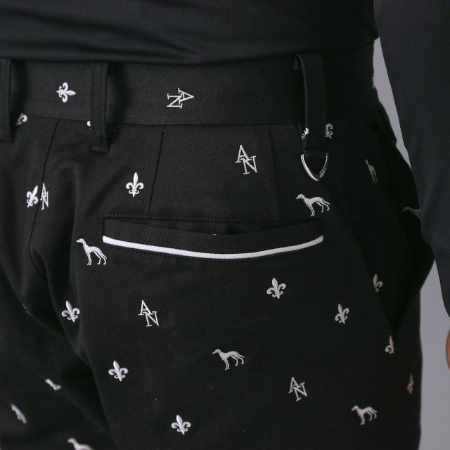 アダバットネイビー　ADABAT NAVY　ストレッチ エンブロイダリーモノグラムクロップドパンツ_7