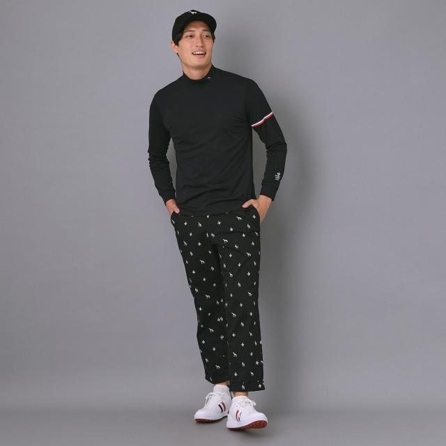 アダバットネイビー　ADABAT NAVY　ストレッチ エンブロイダリーモノグラムクロップドパンツ_10