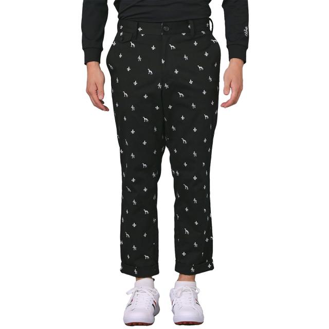 アダバットネイビー　ADABAT NAVY　ストレッチ エンブロイダリーモノグラムクロップドパンツ_11