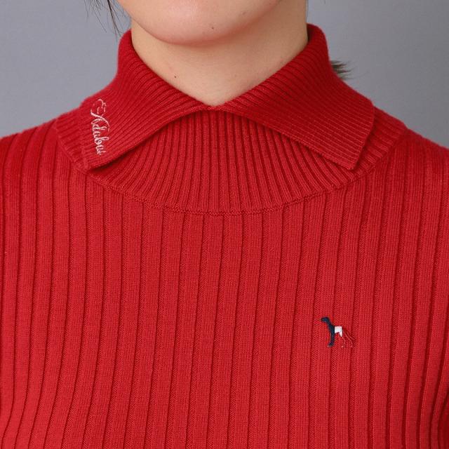 アダバットネイビー　ADABAT NAVY　ワイドリブスプリットカラーセーター　レディス_5
