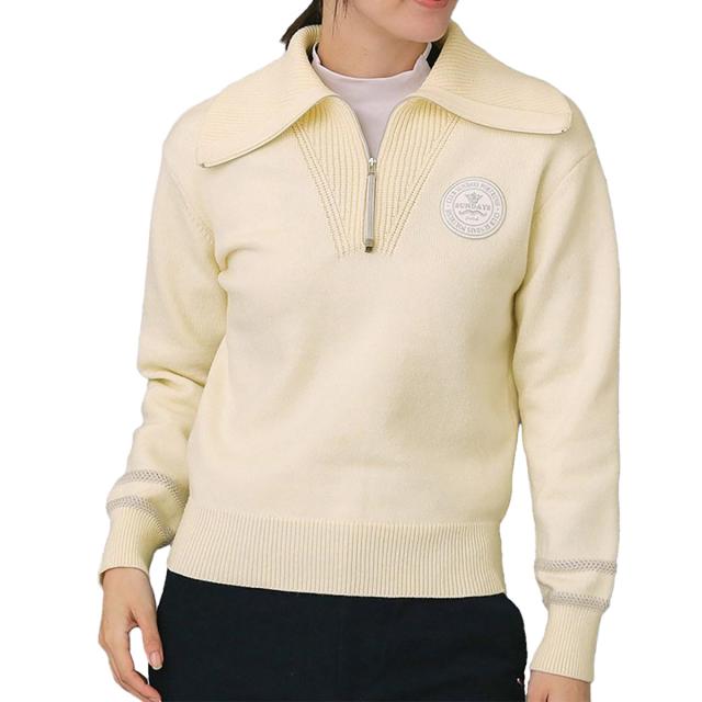 アダバットネイビー　ADABAT NAVY　ハーフジップワイドカラーセーター　レディス