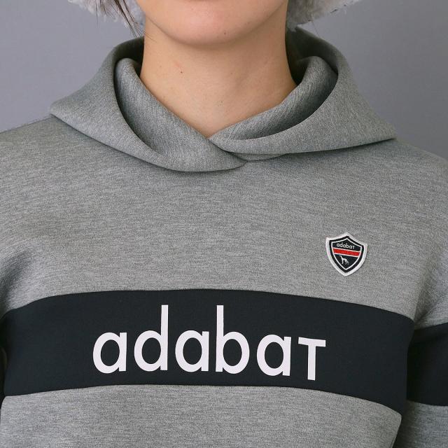 アダバットネイビー　ADABAT NAVY　裏起毛 ブロッキングラインロゴフーディー　レディス_3