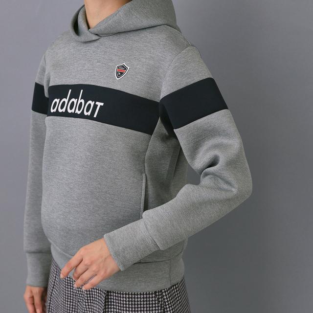 アダバットネイビー　ADABAT NAVY　裏起毛 ブロッキングラインロゴフーディー　レディス_4