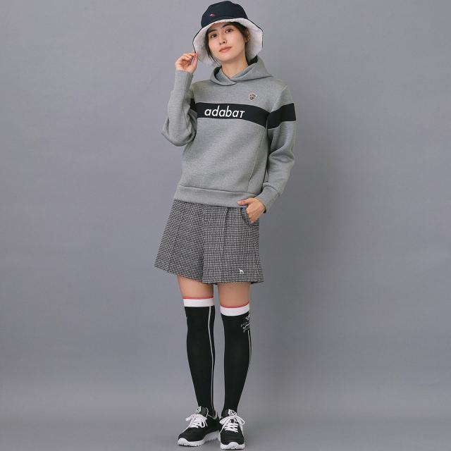 アダバットネイビー　ADABAT NAVY　裏起毛 ブロッキングラインロゴフーディー　レディス_8