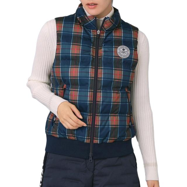 アダバットネイビー　ADABAT NAVY　ストレッチ 撥水 タータンチェック中綿ベスト　レディス