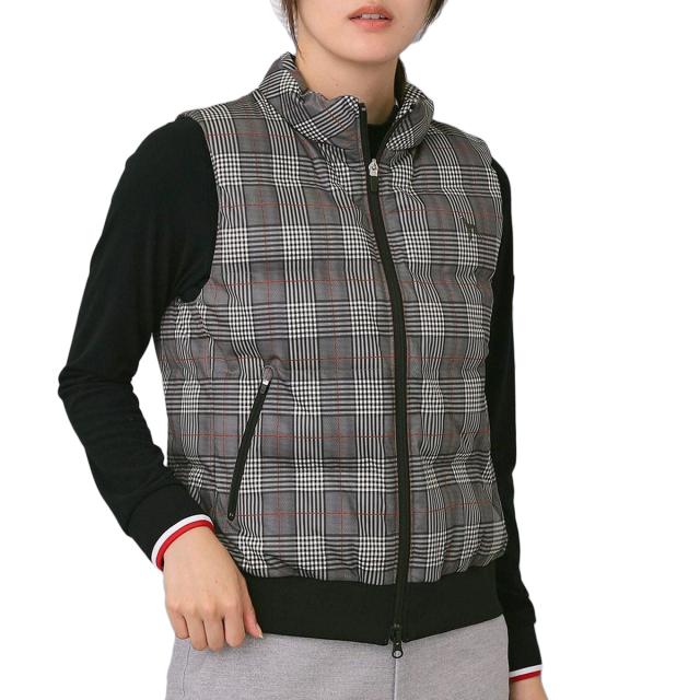 アダバットネイビー　ADABAT NAVY　ストレッチ 撥水 グレンチェック中綿ベスト　レディス
