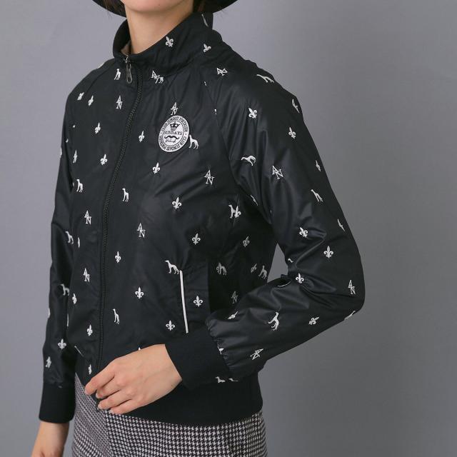 アダバットネイビー　ADABAT NAVY　エンブロイダリーモノグラムジップブルゾン　レディス_4